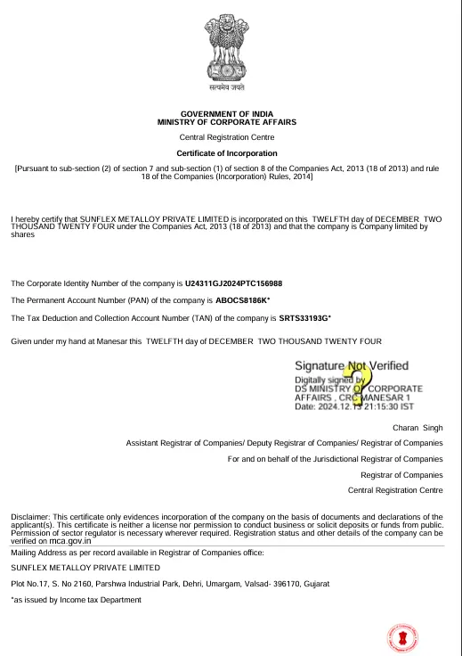 Certificate of Incorporation